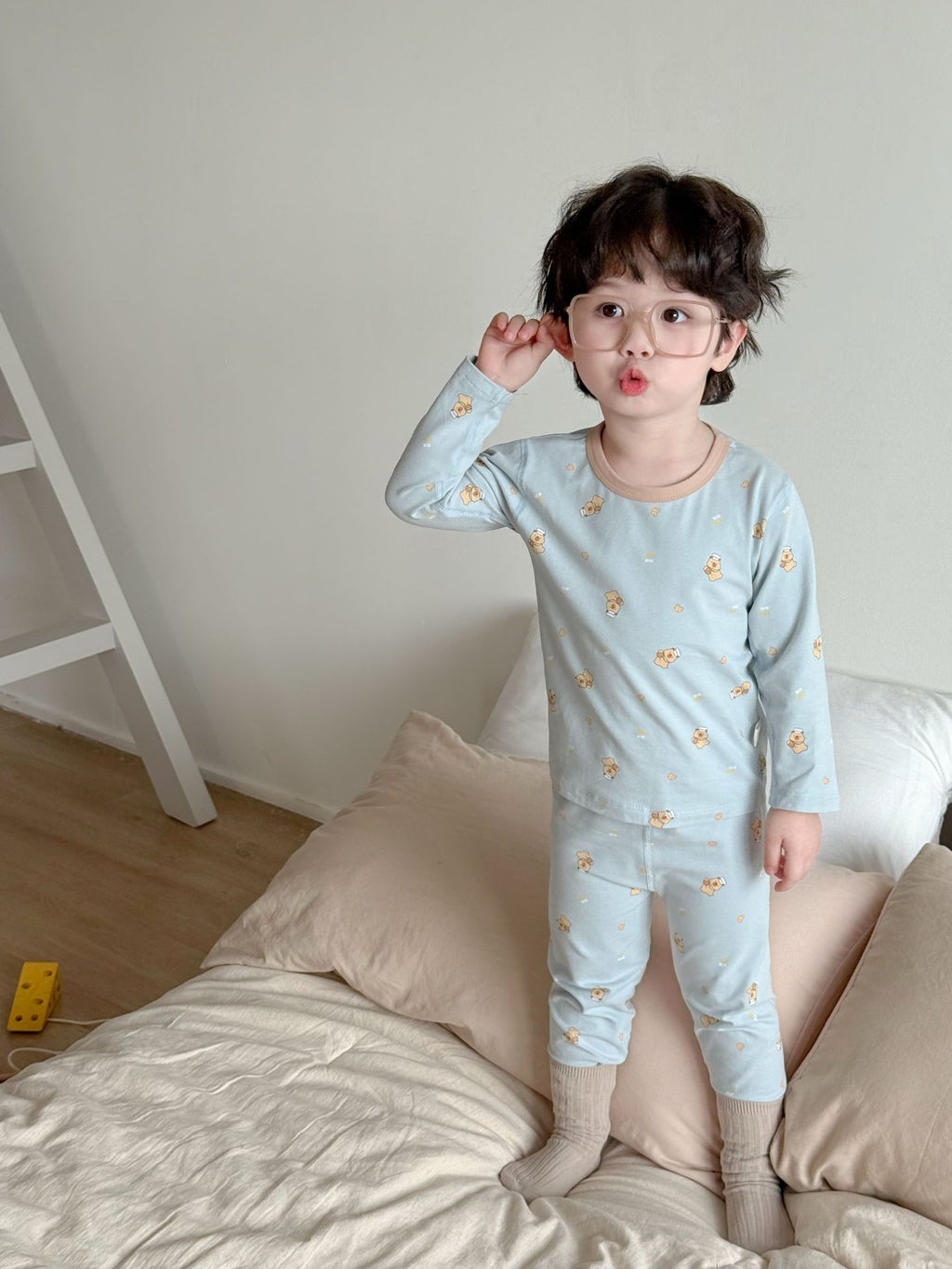 Ensemble de sous-vêtements thermiques en coton pur sans os pour garçons et filles