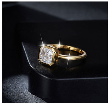 Bague solitaire minimaliste à pierre taille pagode