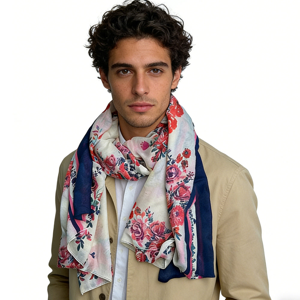 2-piece Extra-Long Chic Floral Lightweight and Elegant Scarf