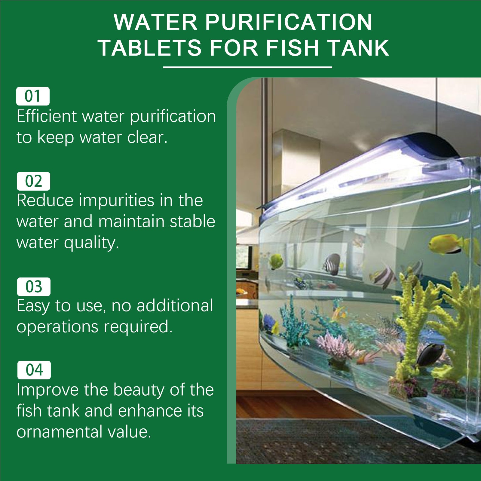 Comprimés de purification de l'eau du réservoir de poisson Yegbong