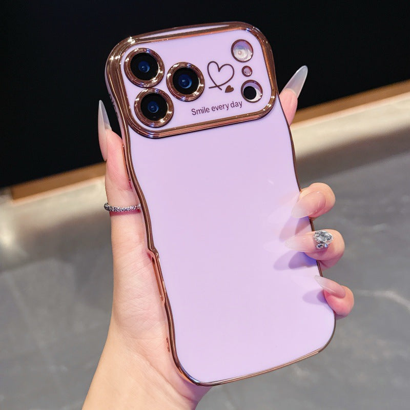 Couverture de protection anti-dérapante pour téléphone à double cœur à ondes électroplaquées
