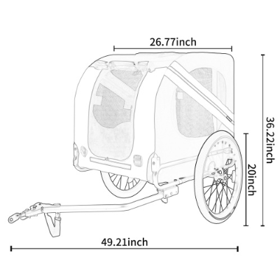 Grande remorque à vélo pliante pour chiens 120LB Capacité Transporteur d'animaux de compagnie tout-terrain