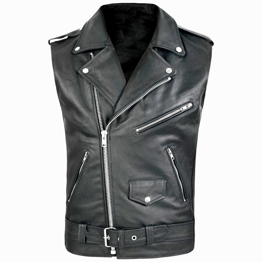 Veste de motard en cuir pour hommes PU