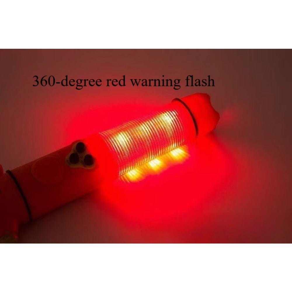 Hammer multifonctionnel rouge et jaune pour la sécurité automobile avec lampe de poche