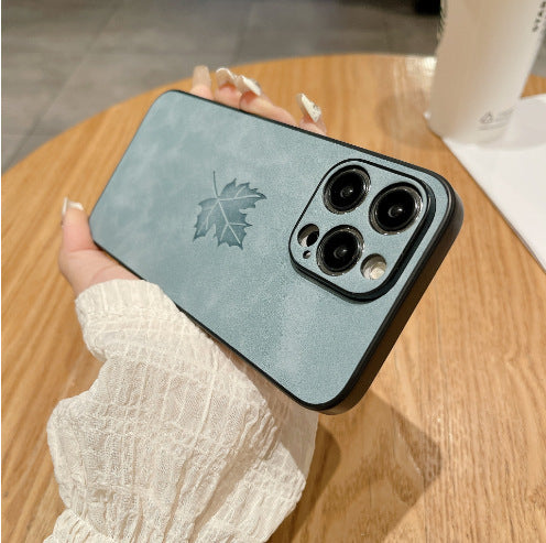 Skin Feeling Lambskin Maple Leaf Telephone Case Étui téléphonique tout compris