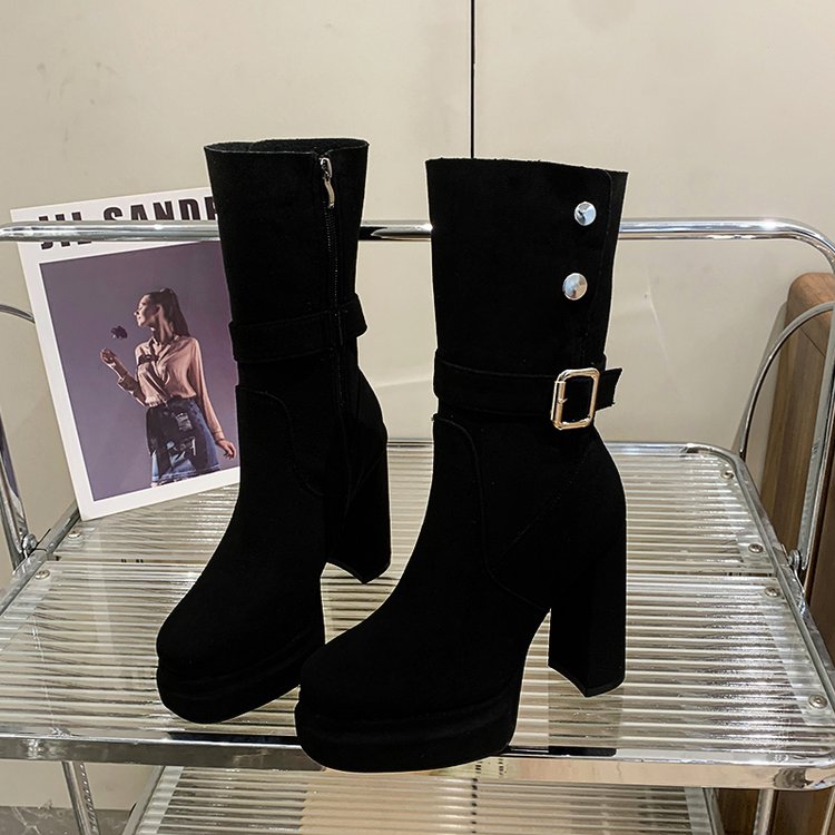 Bottes de Block Heel Ankle style britannique vintage pour femmes