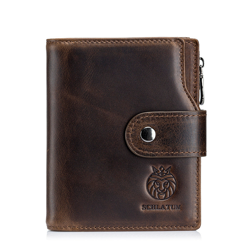 Premier calque Cowhide RFID Antivol cuir pivotant européen et américain retro hommes