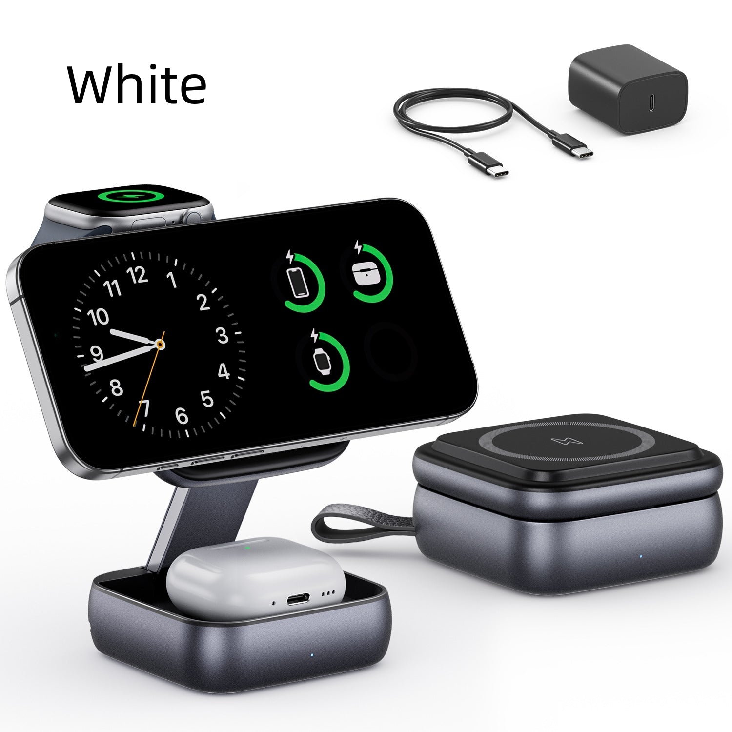 Support pliant multi-fonction de bureau avec chargeur sans fil magnétique fort
