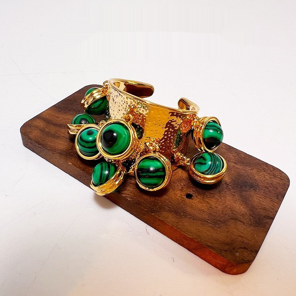Bracelet en malachite rétro design minoritaire
