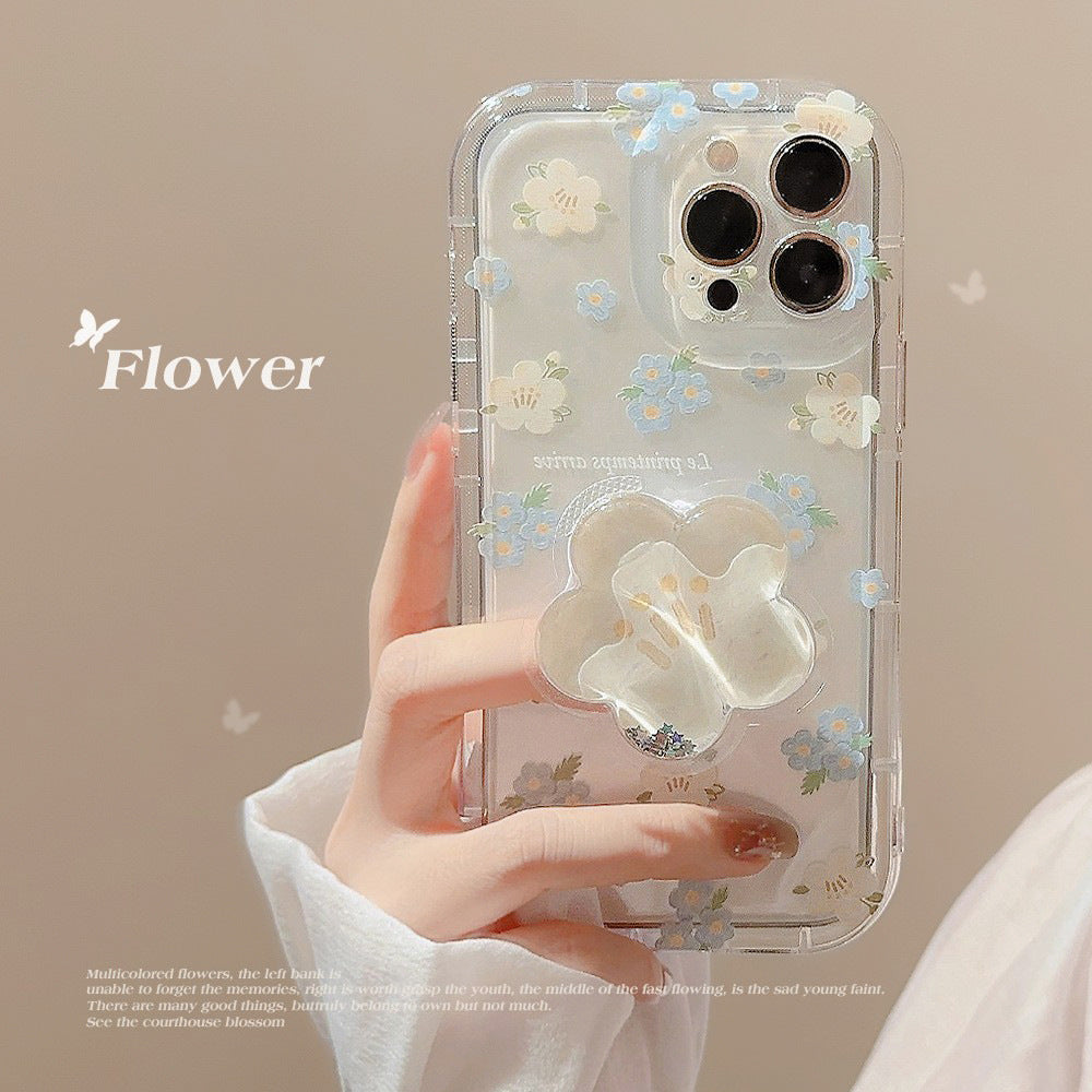 Étui de téléphone floral avec support en cuir mince