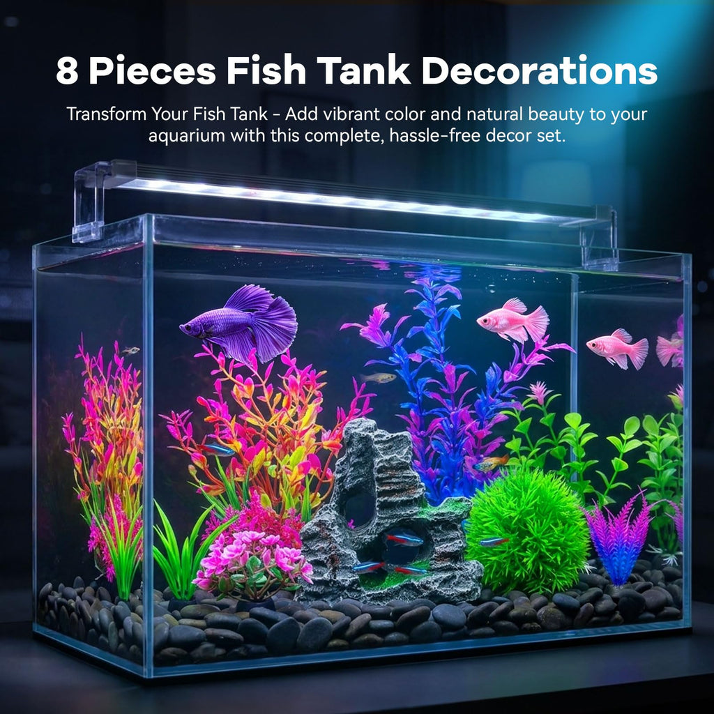 8Pcs Aquarium Decor Set