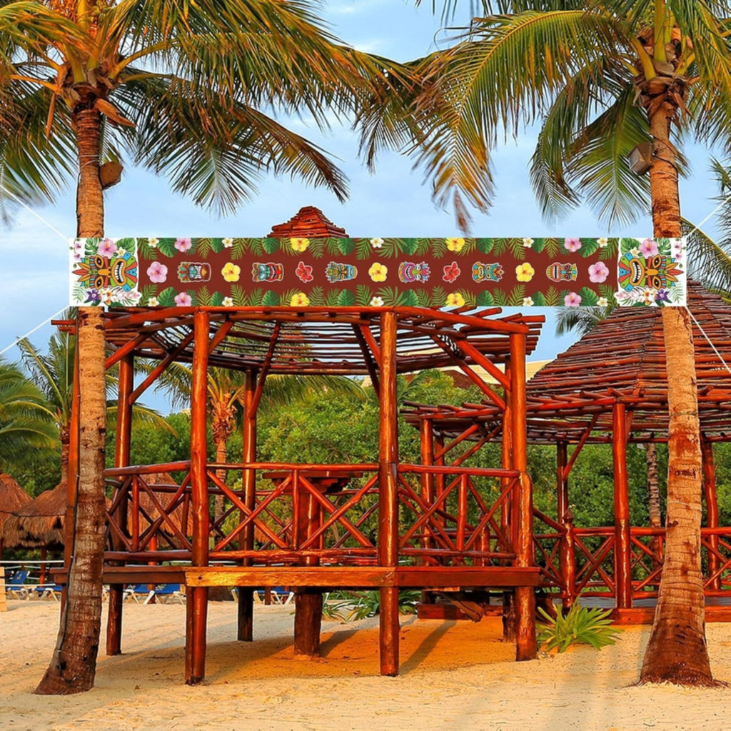 Bannières de suspension Tiki 270x30cm Hawaii Plafond Decor Aloha Party Decor Luau Party Garland Ti