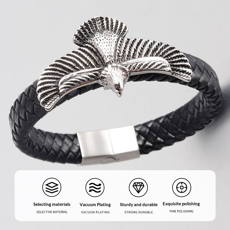 Stylish and elegant eagle-shaped leather bracelet