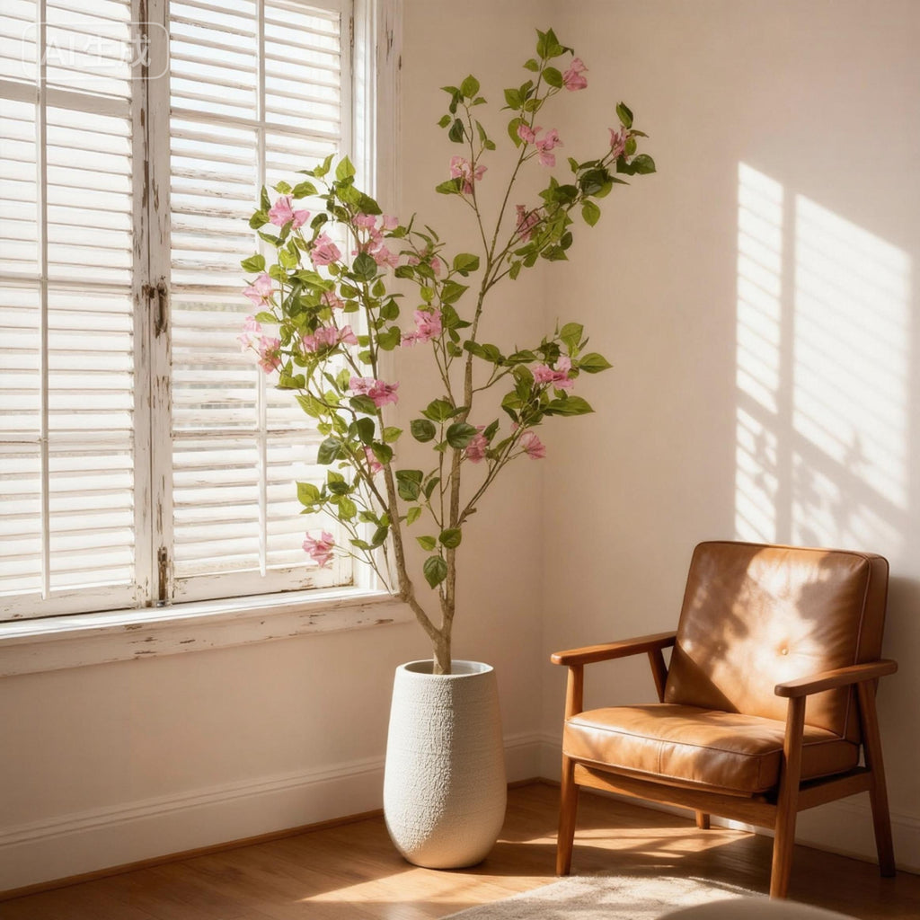 5FT Bougainvillea artificielle Arbre avec pot en plastique noir