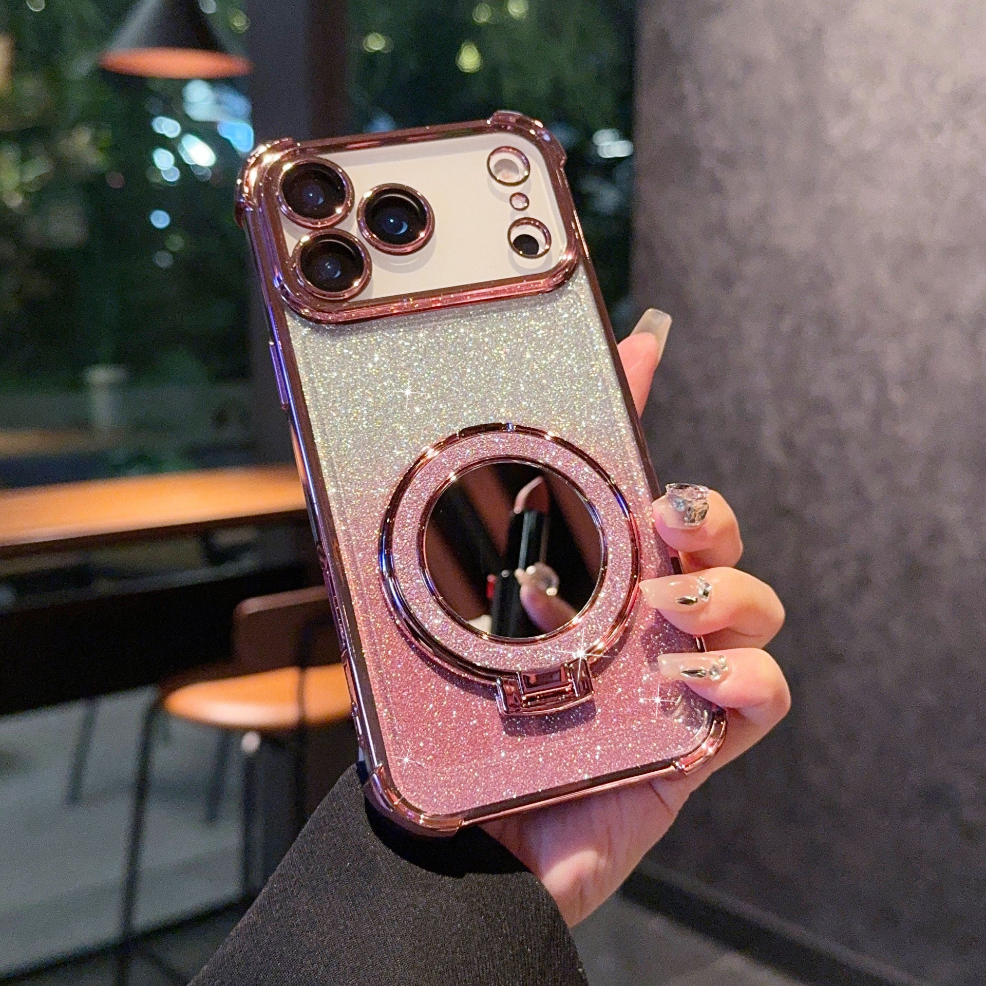 Étui de téléphone magnétique pour miroir de paillettes