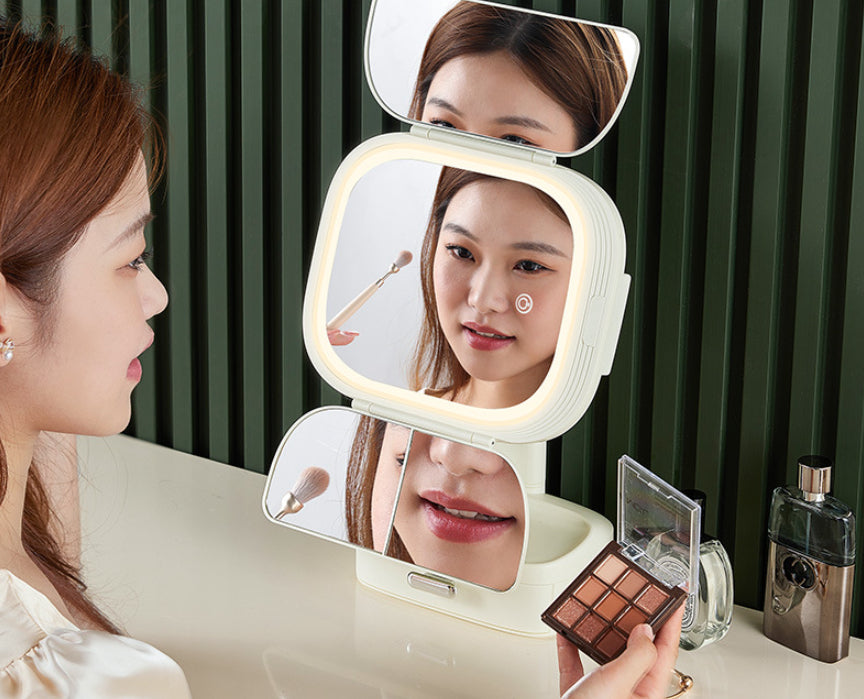 Led bureau cosmétique miroir ménage pliable avec la lumière