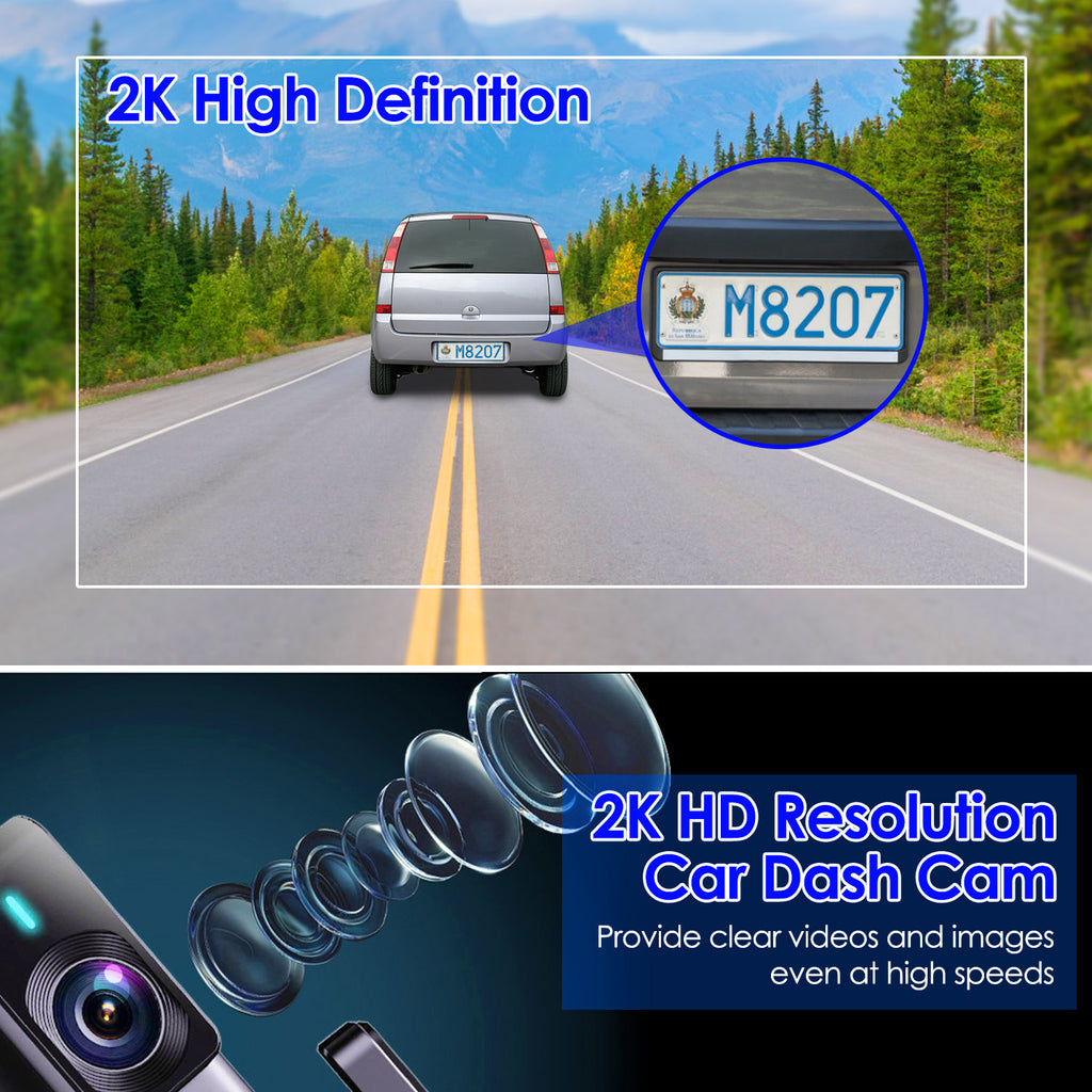 1Pc 2K HD avant Dash Cam pour voiture avec écran IPS vision nuit enregistrement inclus 32G