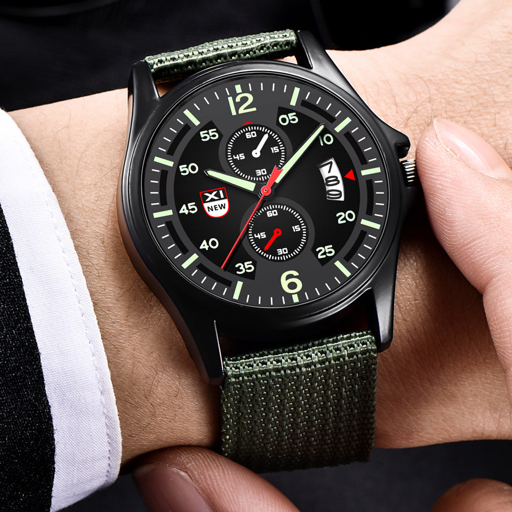 Mode Nylon Strap Sport Army Style Watch Calendrier Quartz Watch