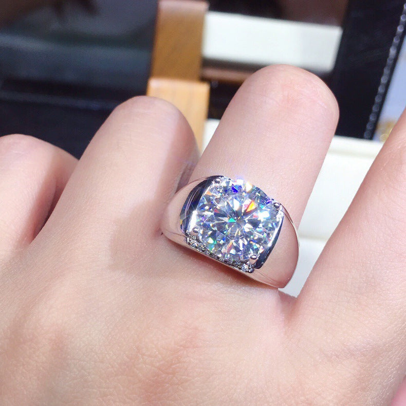 Hommes 5 Karat Huit coeurs et huit flèches plaqué PT950 Simulation Moissanite Anneau ouvert