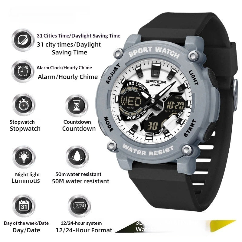 Élèves Dual-display Luminous Chronograph Watch for Hiking