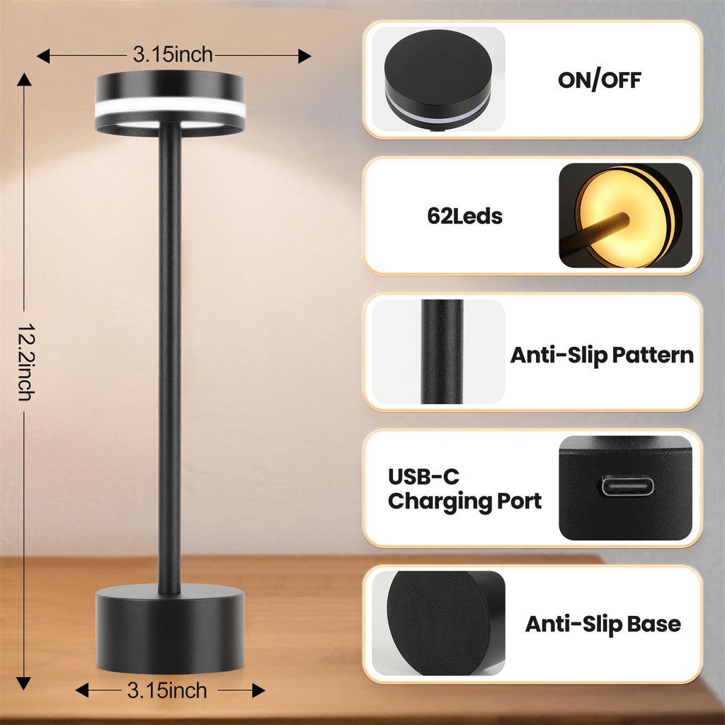 Lampe de table sans fil LED 2pcs