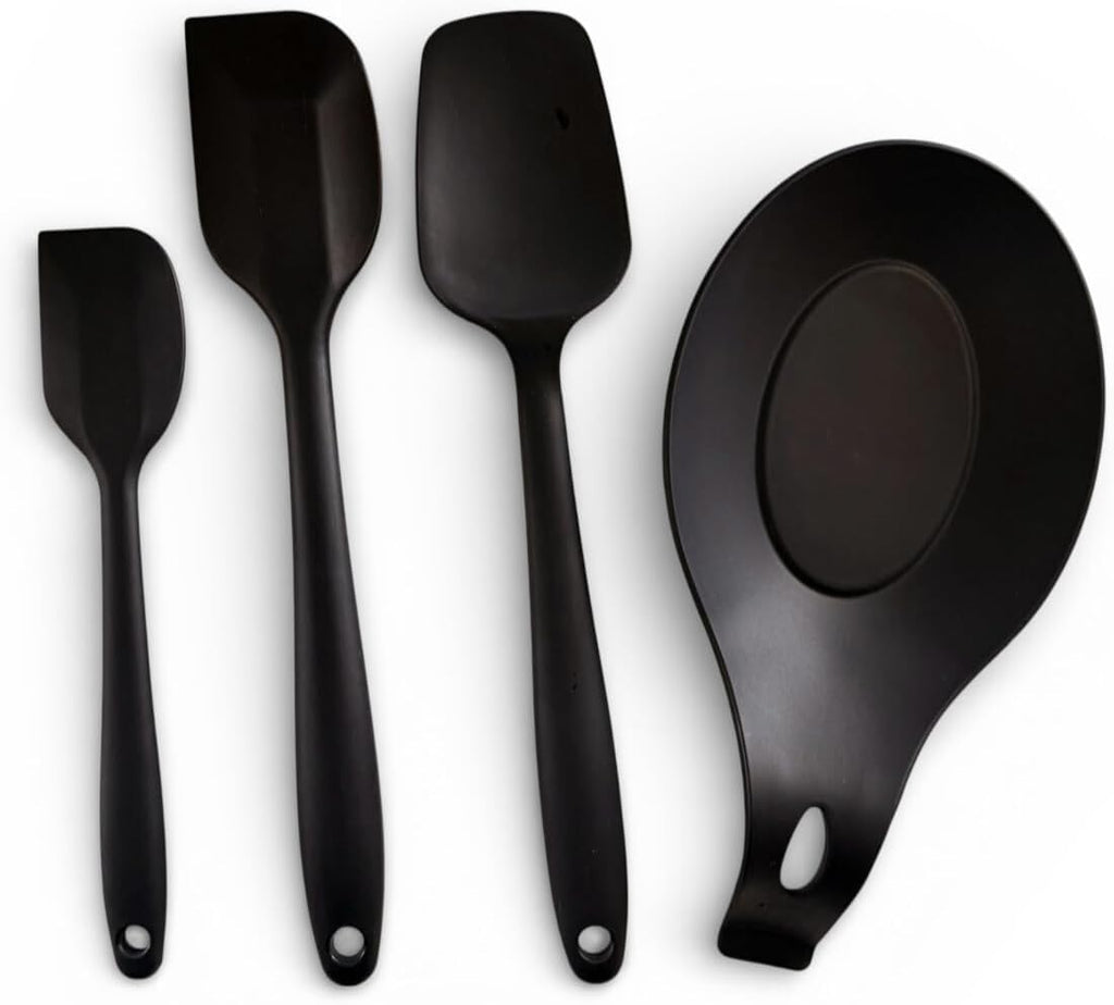 Ensemble de spatules en silicone avec repose-poil