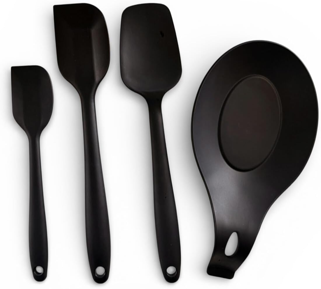 Ensemble de spatules en silicone avec repose-poil