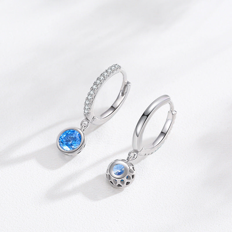 Boucles d'oreilles en diamant artificiel bleu de mer de luxe pour femmes