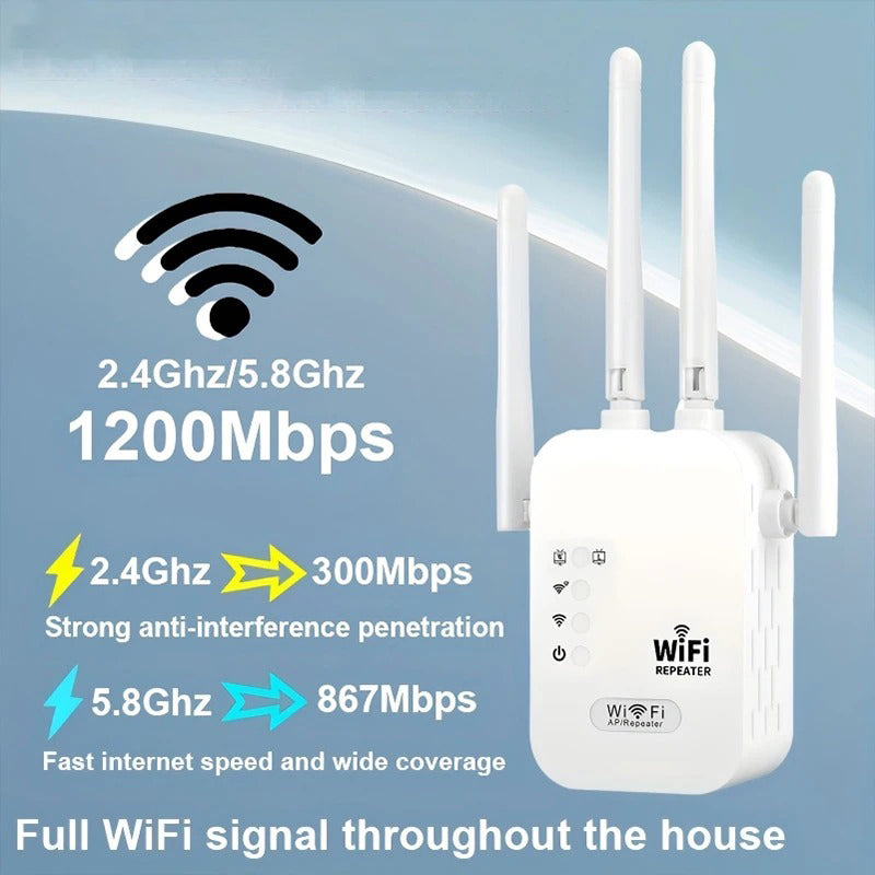 1200Mbps Wi-Fi sans fil répéteur de signal WiFi Booster double-bande 2.4G 5G WiFi Extender 802.11