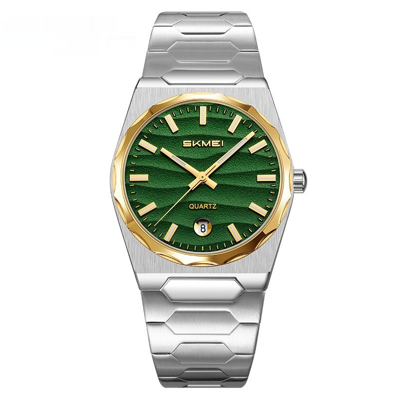 Montre homme avec une fonction de calendrier de bande en acier