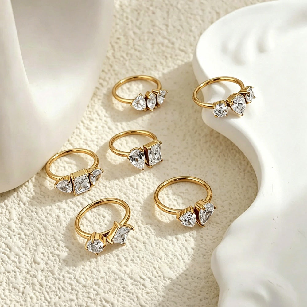 Anneau de titane en acier inoxydable Zircon pour femmes