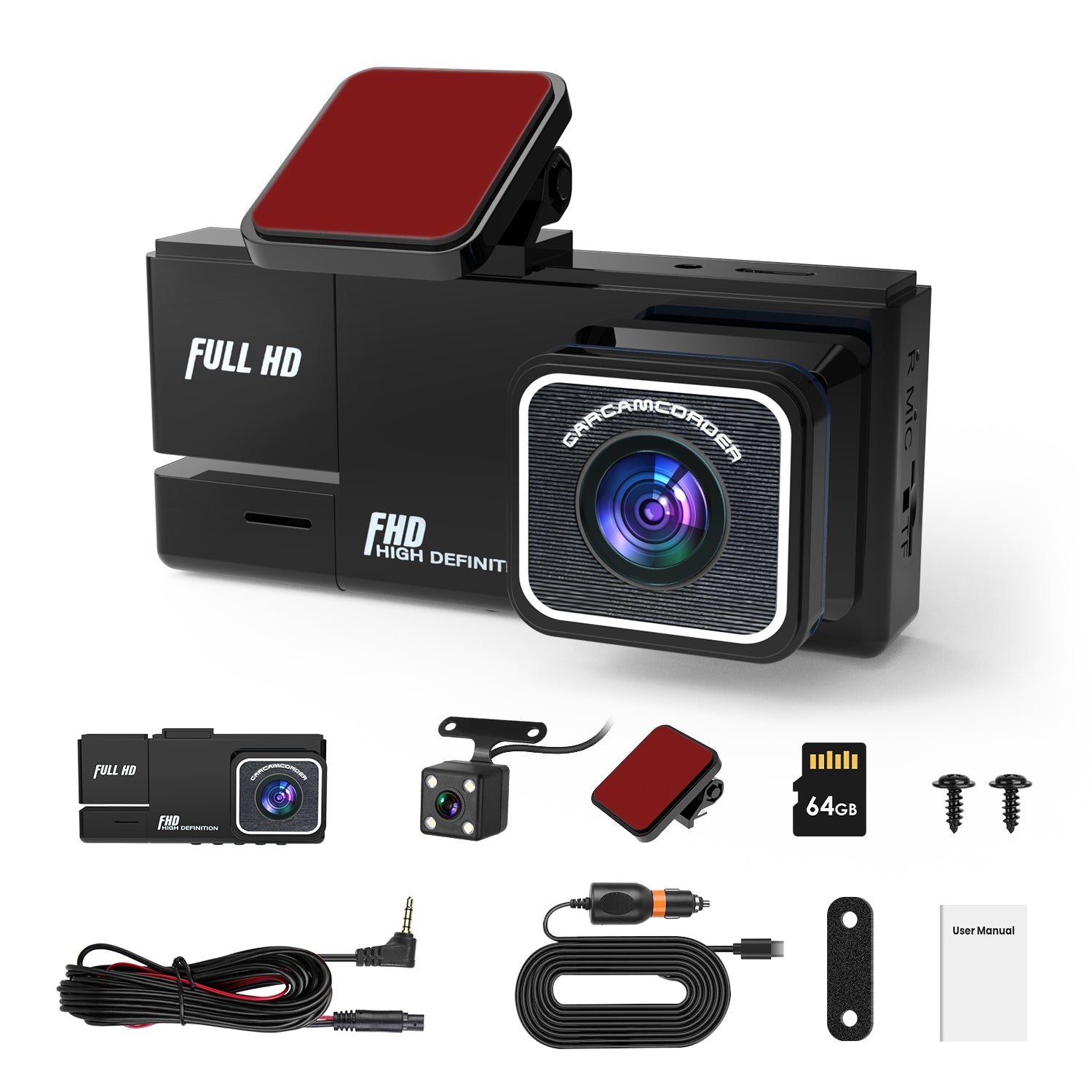 1Pc WiFi FHD 1080P voiture Dash Cam 3 canaux arrière avant caméra de Dash intérieur avec boucle Recordi