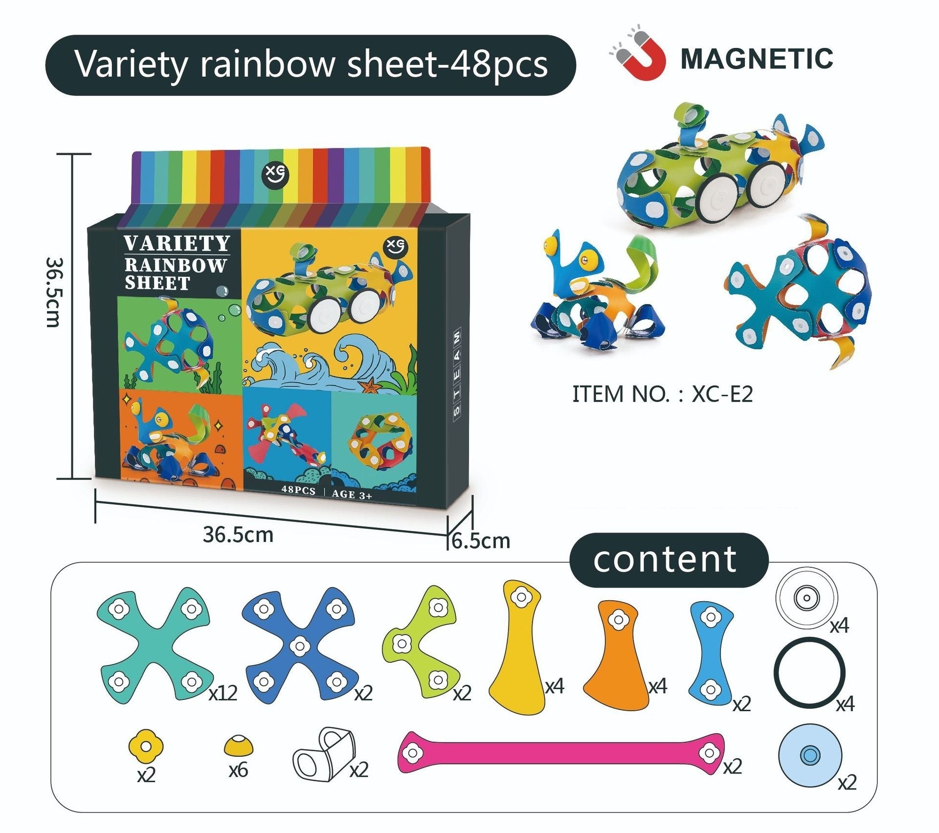Meilleure vente Multi-style Versatile Rainbow Magnetic Tiles
