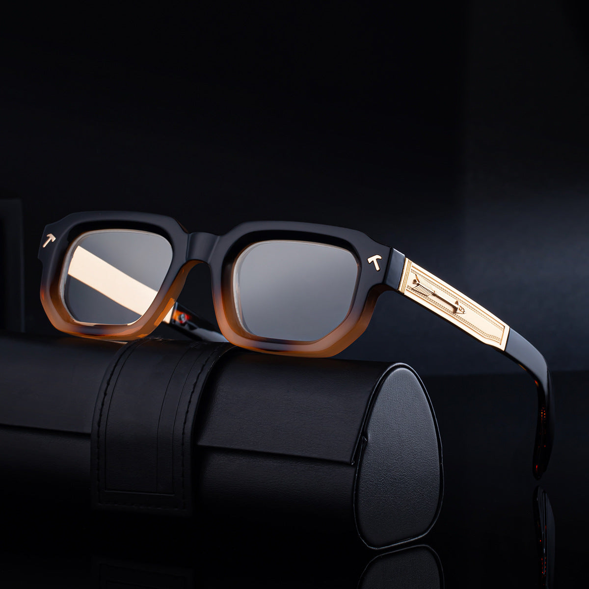 Lunettes de soleil européennes et américaines Fashion Square Frame pour hommes sans ordonnance