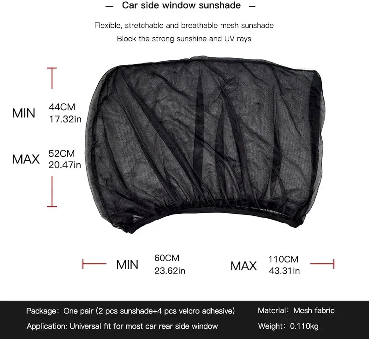 Rideaux Mosquito pour voitures Voiture Sun Shade Styling Accessoires Auto UV Protégez le rideau côté