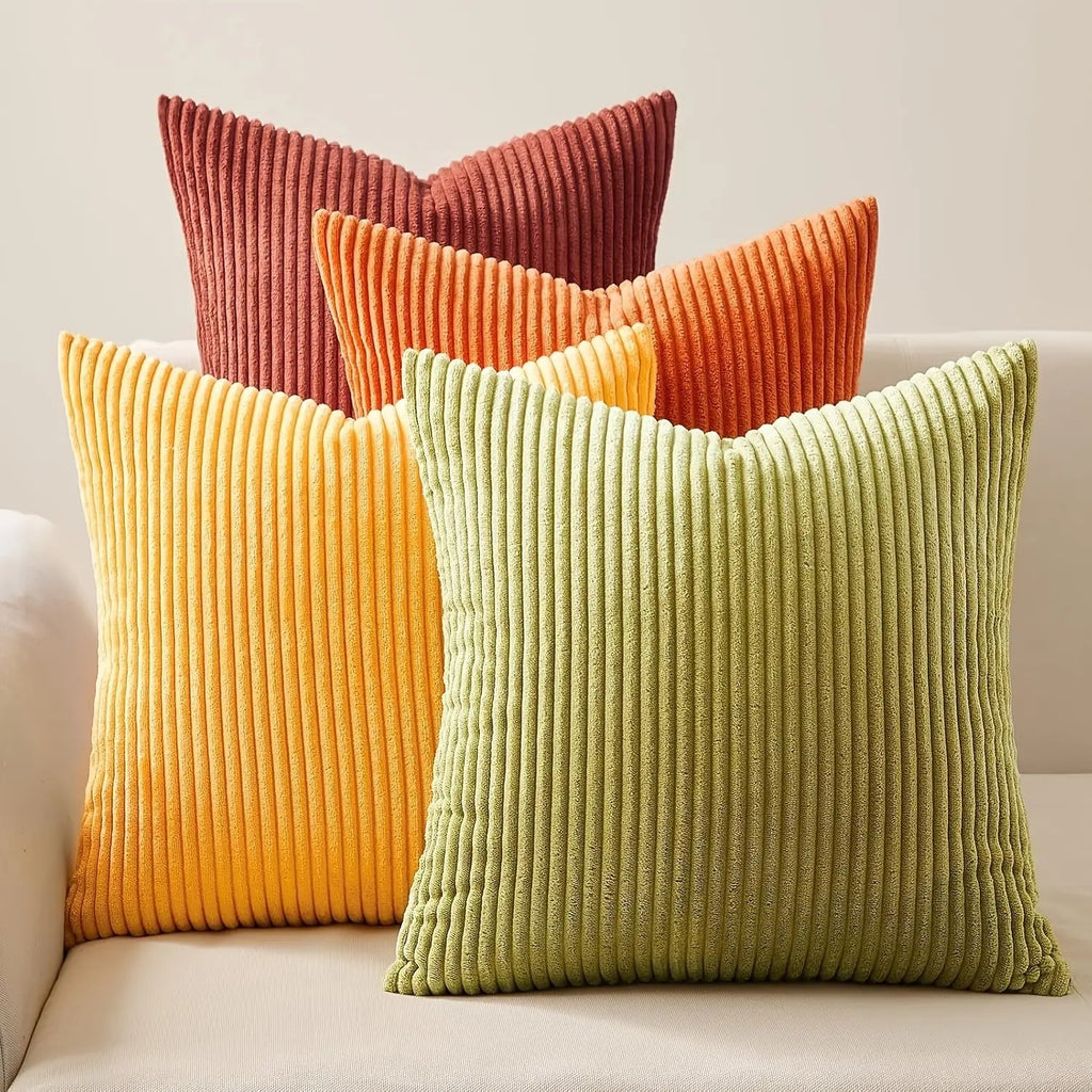 Accueil Couleur solide Long Stripe Corn Stripe Dos Oreiller rayé
