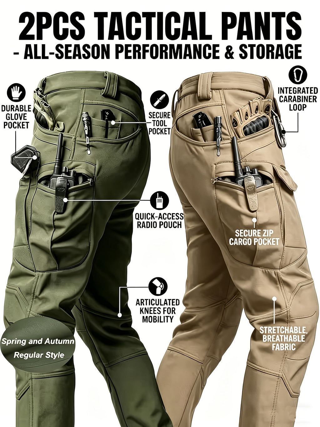 Pantalon de travail tactique résistant à l'usure extérieure pour hommes