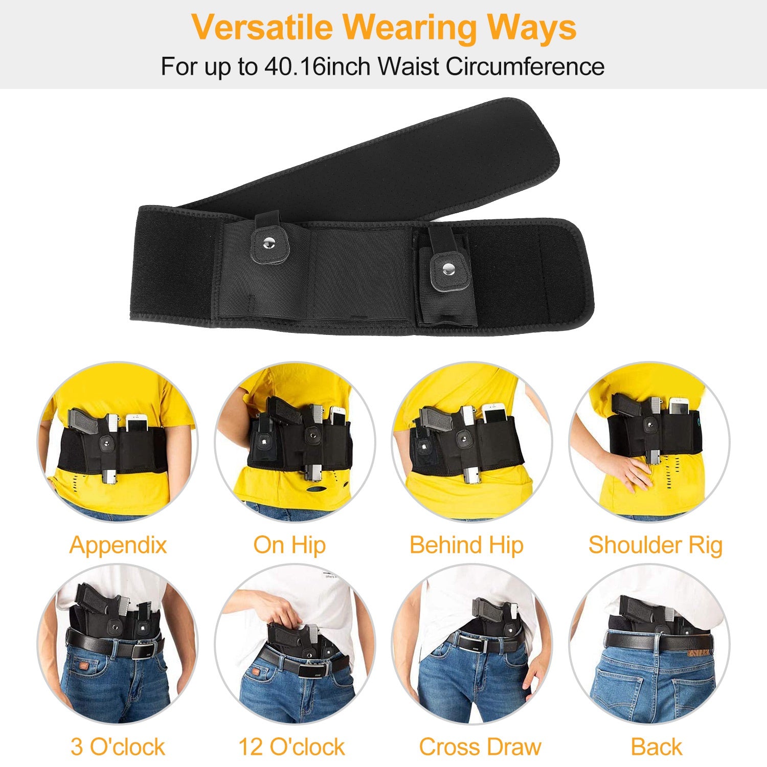 1Pc Belly Band Holster Ajustable Waist Carry Pistolet tactique Pouch Respirant Néoprène