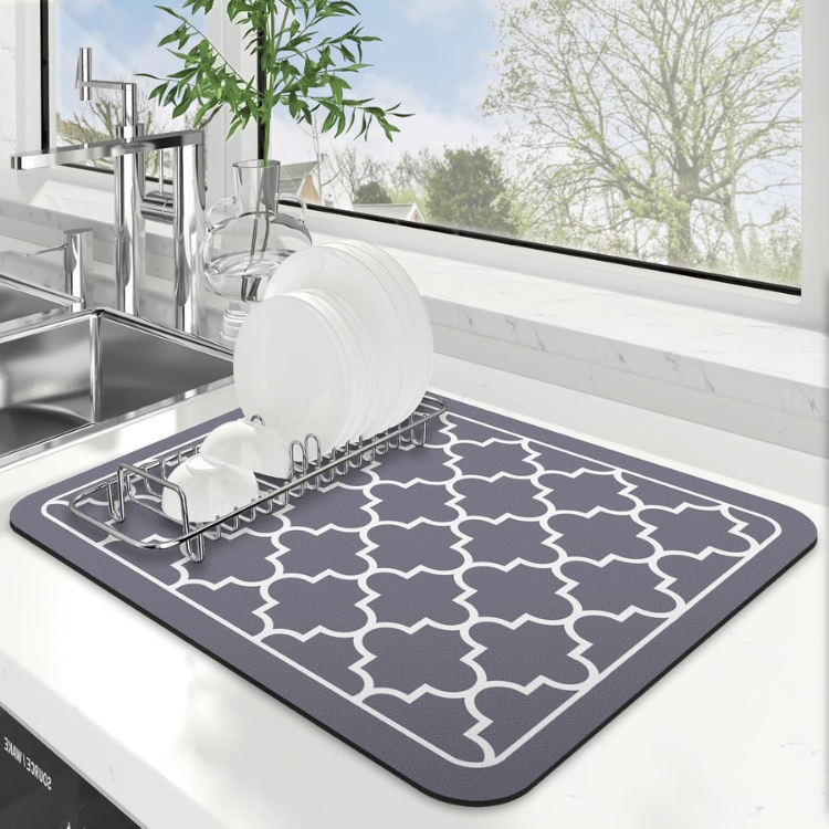 Tapis de séchage à vaisselle Super Absorbant Tapis de séchage à grandes moustiquaires pour comptoir de cuisine Facile