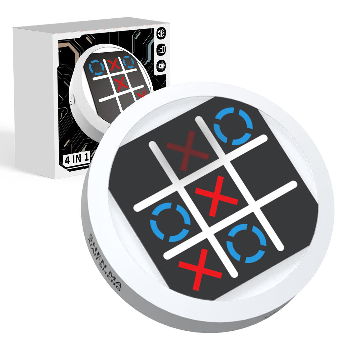 Super Tic-Tac-Toe 4-en-1 Console de jeu portable d'entraînement mémoire