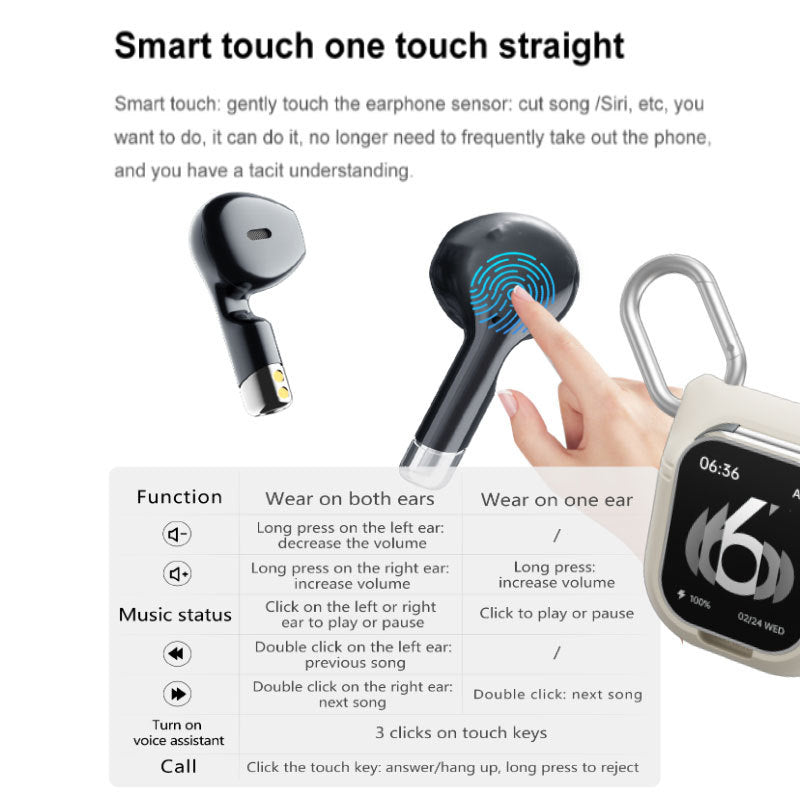 D8pro Smart Watch Casque Tws Deux-en-un Surveillance de la santé