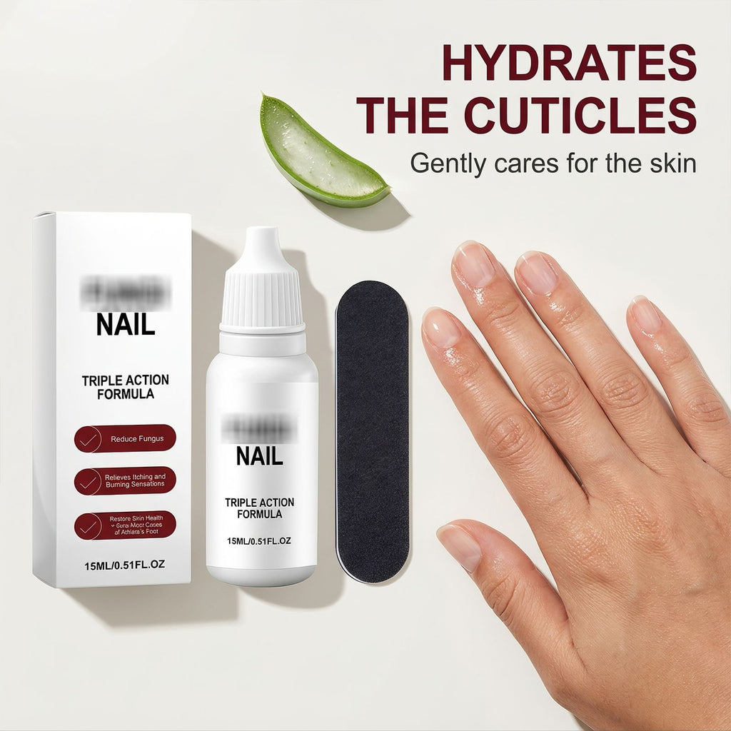 Solution de traitement nettoyante et apaisante pour les gouttes de soin des ongles