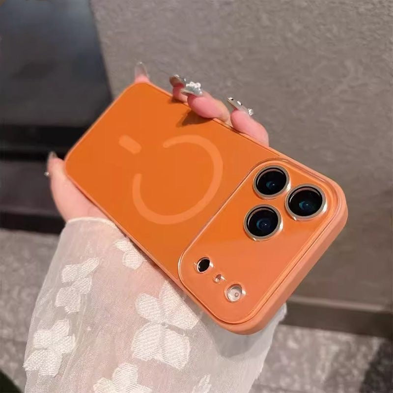 Cas de téléphone magnétique à grande fenêtre givrée