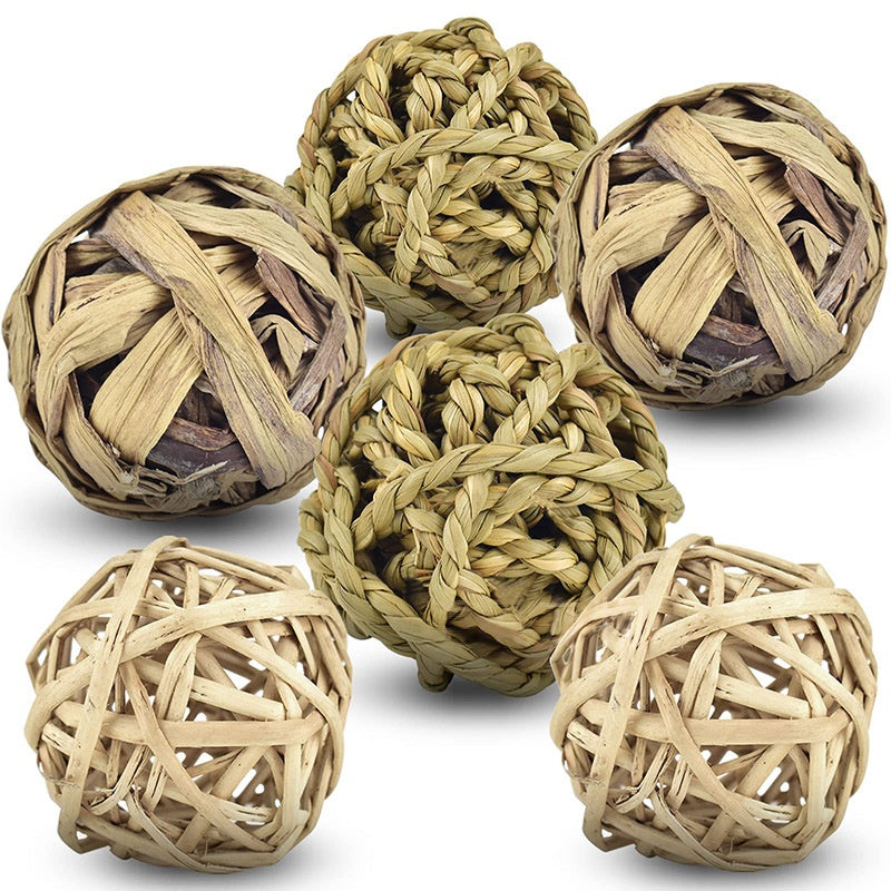 Ensemble de boulettes en rotin naturel tissé à la main