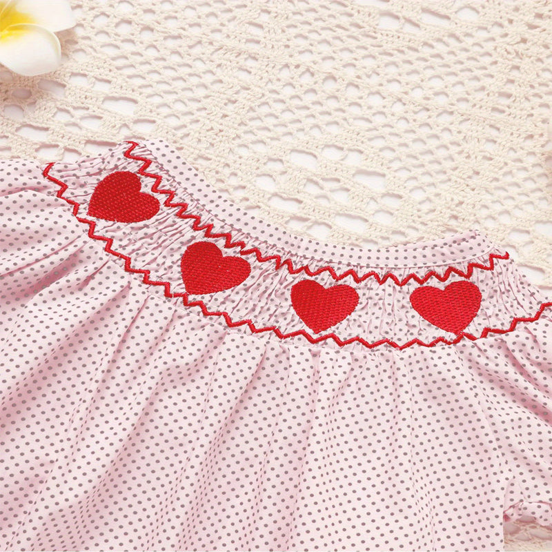 Romper rose à manches courtes de bébé fille