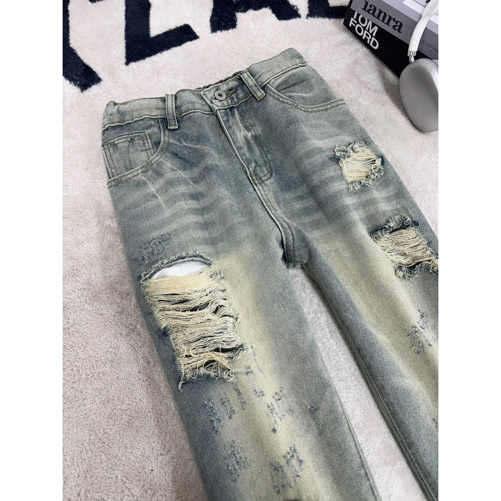 Jeans escamotés à large jambe pour hommes