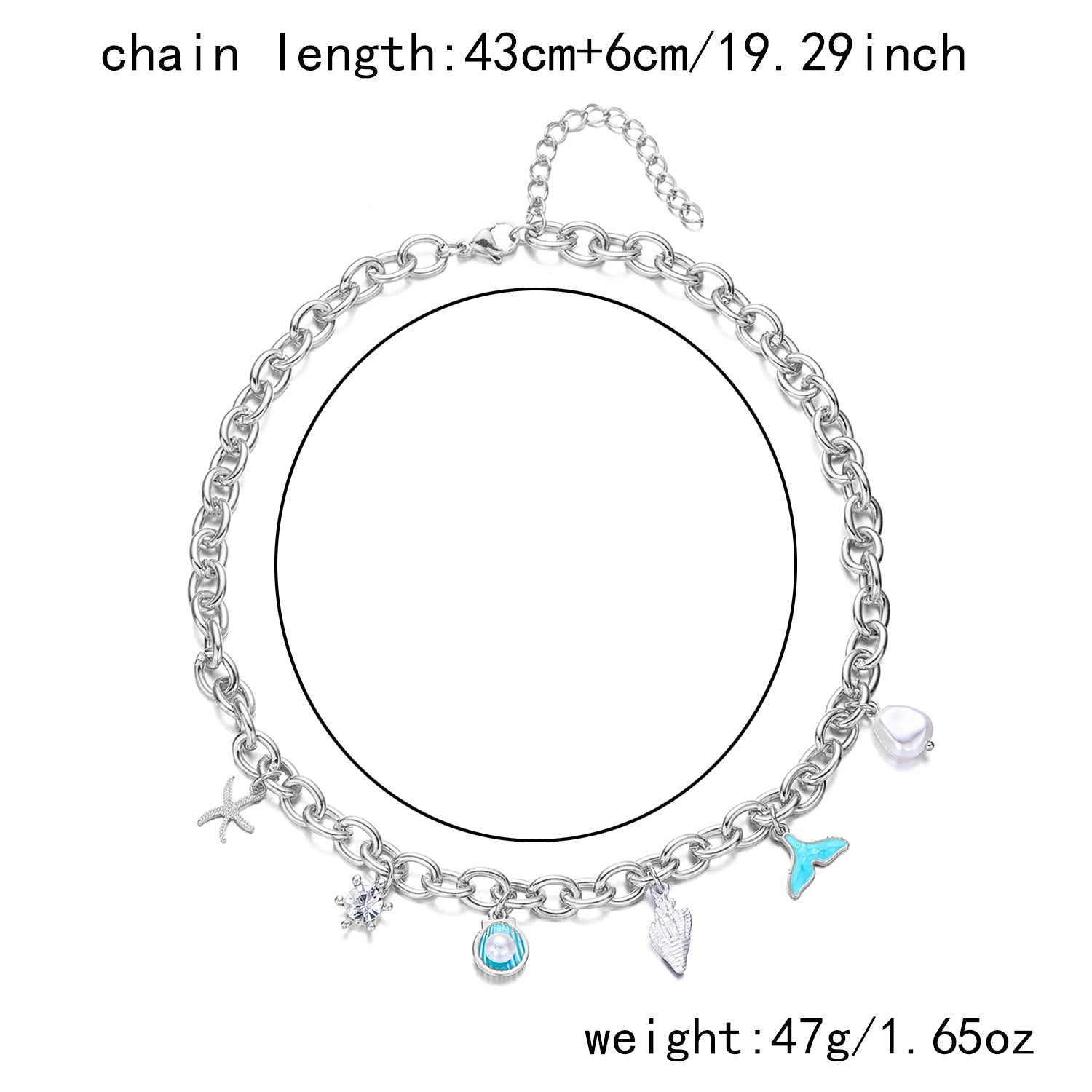 Fashion Femme Starfish Pearl Shell Fishtail Multi-pendent Collier Bracelet