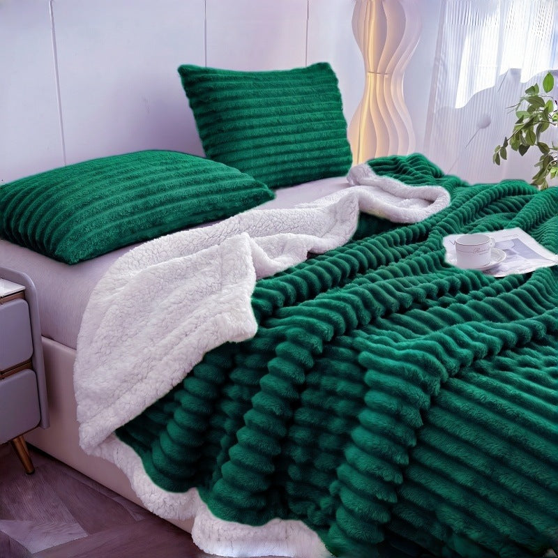 Couverture à double couche en lambswool rayé