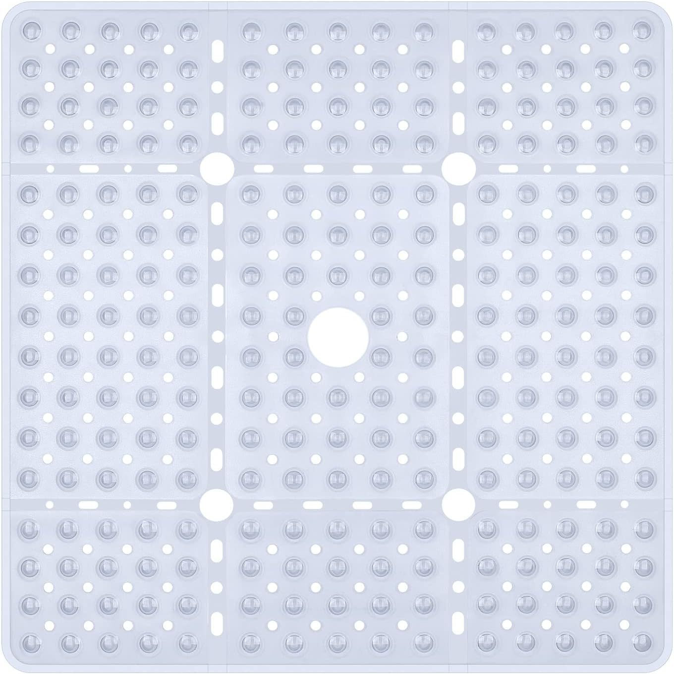 Tapis de salle de bain carré anti-dérapant Rug Toilette Suction-tasse Pad pied avec trous de drainage
