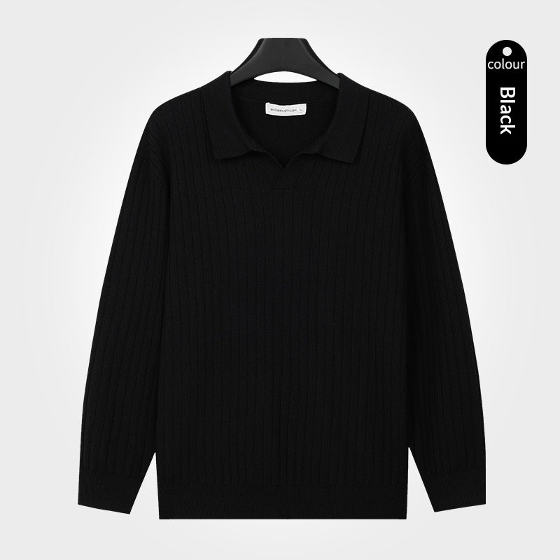 Chemise à manches longues à rayures pour hommes Polo